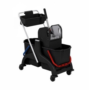Wózek 2 wiadrowy ECO 2x25L z Prasą i Koszem Czarny
